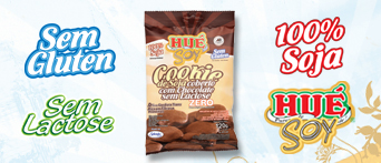 cookie soja 5.jpg - Ingredientes : Farina de soja, Polidextrose, Gordura vegetal, Cobertura sem adição de açúcar sabor chocolate (gordura fracionada, cacau, maltodextrina, maltitol, extrato de soja, licor de cacau e lecitina de soja), Sal, Umectante Lactitol, Fermento químico Bicarbonato de amônio e Bicarbonato de sódio, Emulsificantes mono-diglicerídeos de ácido tartárico diacetilado e lecitina de soja, Edulcorante Sucralose. 